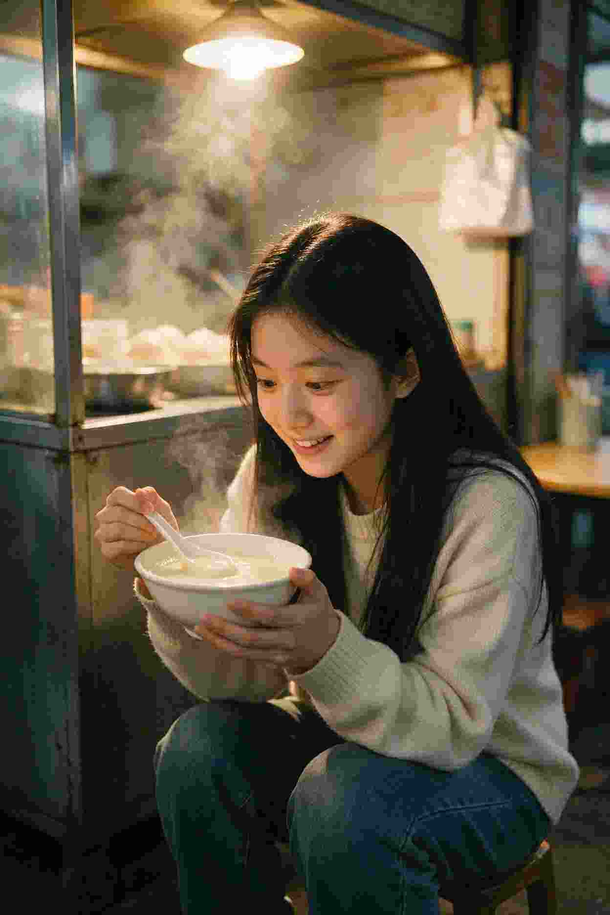 她在转身